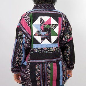 Vintage upcycled quilt cocoon coat m medium / starburst quilt / northstar quilt